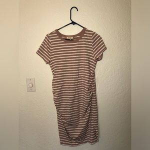 Maternity Beige Striped Dress
